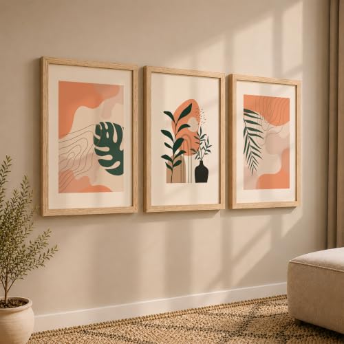 Image of NoWorries Wall decor paintings for living room, Modern art wall frames for home decoration Set of 3 (Tropical pattern) (Theme-Minimalist) (Art-1, 13x19inch)