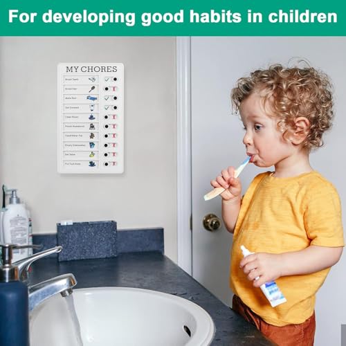 Image of BeFunky Checklist Memo Plastic Boards, Chore Chart for Children, Daily to Do List Checklist Chart, Planner Schedule Reminder, Removable Checklist Board, with 10 Sheets of White Cardboard