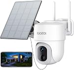 2K/3MP Caméra de sécurité solaire sans fil en plein air, 2.4G WiFi Seulement, 360° PTZ 15000mAh Sécurité de la maison alimentée par batterie IP Caméra Exterieur, 2-Way Parler, détecter les mouvements, 16-LED vision nocturne couleur, Siren