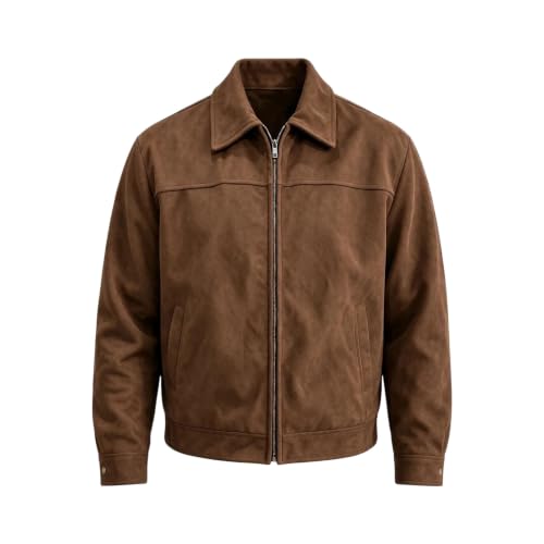 Plus Size Jacket for Men Suede Lapel Full Zip Coat Casual Loose Tops - image 7