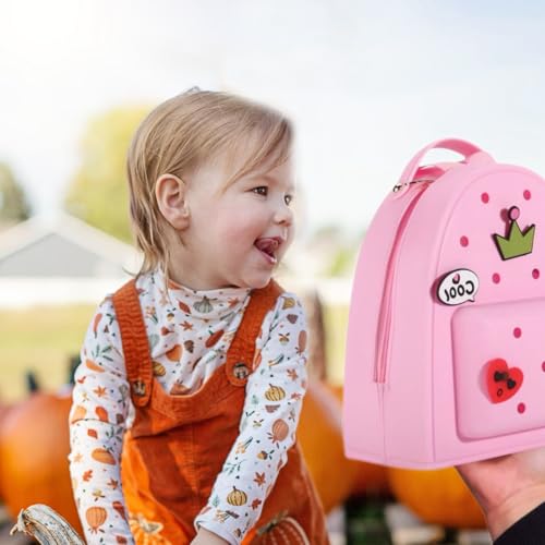 Cute Silicone Jelly Mini Backpack (2 Sizes) for Women Boys & Girls, Water-Resistant Lightweight Bag for Pool, Beach, Gym, Customizable Charms, Easy Clean (Fuchsia, Small)4