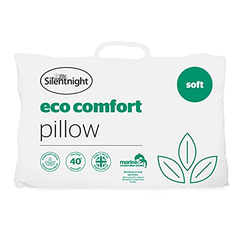 Silentnight Eco Comfort Soft Pillow - Super Soft Luxury Quality Cosy Sustainable Eco Friendly Recycled Pillows For Front Sleeper - Machine Washable Eco Conscious Gifts