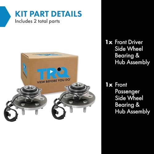 Image of TRQ Front Left and Right Wheel Bearing and Hub Assembly Set 2 Piece Compatible with 2015-2017 Ford Expedition 4WD 2015-2017 Lincoln Navigator 4WD