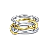 TLY Stackable Gold Rings for Women 18K Gold Plated Interlocking Ring Stack Set Gold Silver Mixed Metal Statement Rings Waterproof Dainty Cubic Zirconia CZ Fashion Connected Band Thumb Ring Size 4-11 Valentines Day Jewelry gifts