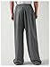 GORGLITTER Men's Baggy Casual Pleated Striped Dress Pants 2025 Wide Leg Trousers with Pockets Dark Grey Medium