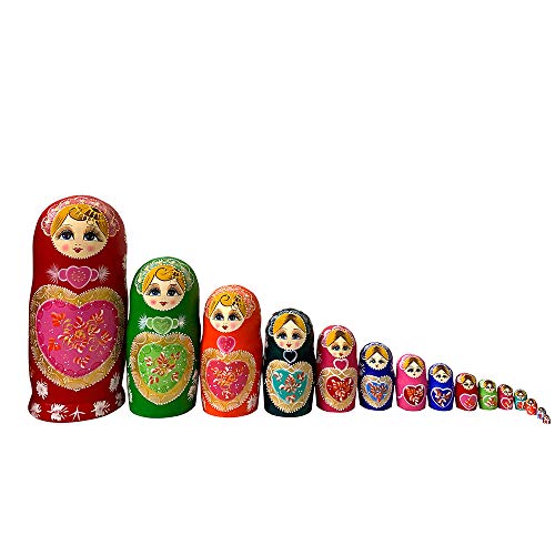YAKELUS Matroschkas Stücken handgemacht Das Lindenholz Geschenk Spielzeug Matruschka Russian Nesting Dolls professione 002lle Matrjoschka-Marke (30CM 15PCS) YAKELUS Matroschkas Stücken handgemacht Das Lindenholz Geschenk Spielzeug Matruschka Russian Nesting Dolls professione 002lle Matrjoschka-Marke (30CM 15PCS)