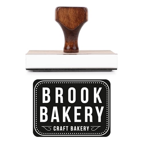 Personalized Rubber Hand Stamp, Wood Handle with Custom Logo | Multiple Size Options Available | Upload Your Own Logo (3\"x4\")