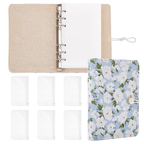 Carpeta A6 de flores bordadas para organizar tus apuntes de viaje y planes diarios de mujer