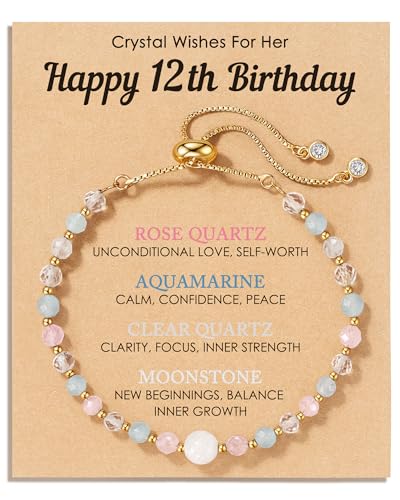 Pulsera de cristal natural y piedras curativas de cuarzo rosa para niñas