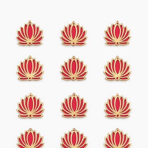 Image of Prapti Handicrafts Golden Pink Lotus 4 Inch Set of 20 Wooden MDF Cutout DIY Rangoli Kit | Decorations for Diwali, Dusshera Wedding Rangoli, Pooja, Decorations, Festival Gifts