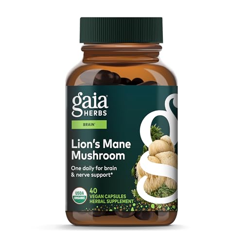 Gaia Herbs Lion's Mane Mushroom - Brain & Nerve Health Support* - 40 Vegan Capsules (40-Day Supply)
