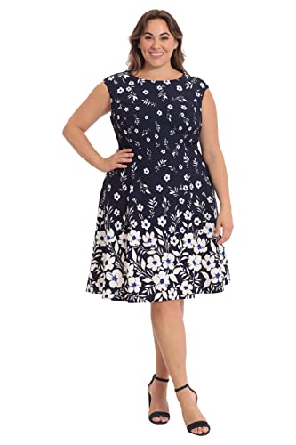 Image of London Times Womens Dresses Cap Sleeve Fit and Flare - Elegant Summer Cocktail Graduation Garden Party Wedding Guest Dress