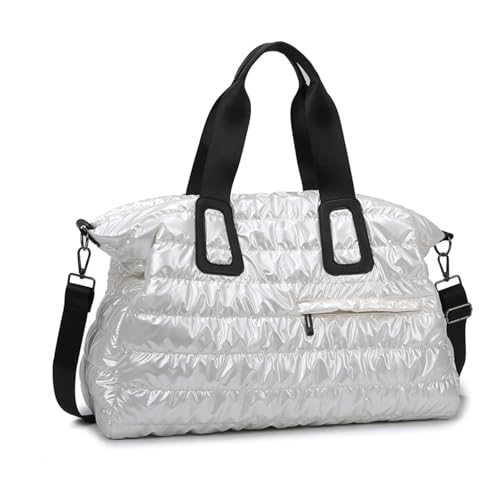 Travel Duffle Bag Sports Gym Bag Stylish Multifunctional Shoulder Bag with Adjustable Shoulder Strap for Fitness Exercise Gym, White4