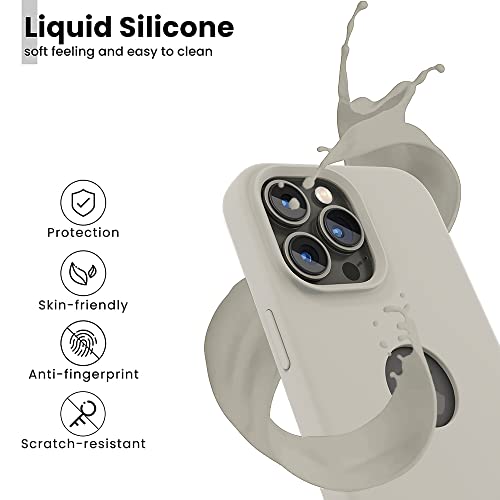 Image of Vaku Luxos Liquid Silicon Logo-Cut for iPhone 14 Pro Case Cover, Soft TPU, Shockproof, Scratch Resistant, 6 Feet Drop Protection, Compatible with iPhone 14 Pro Back Cover - Stone
