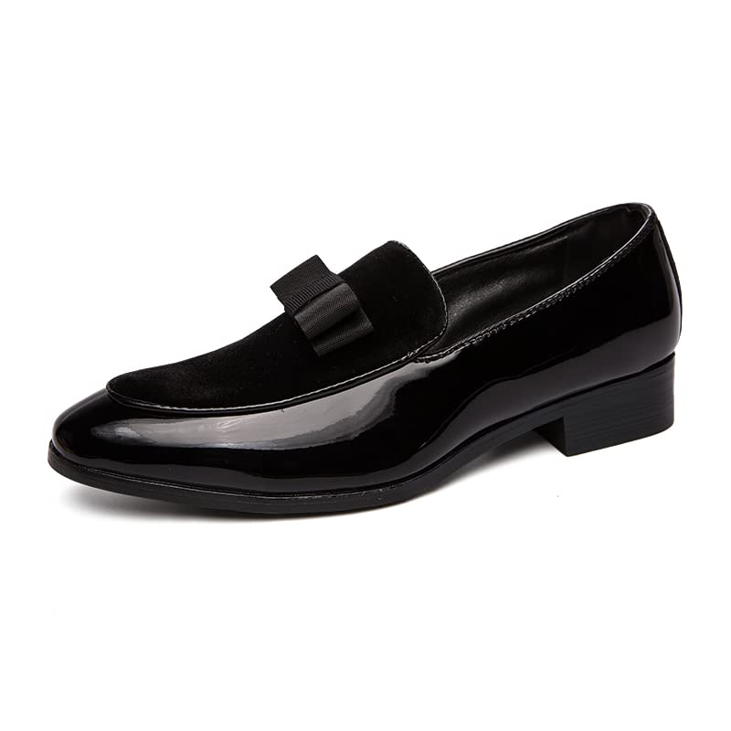 Men's Velvet Patent Leather Slip-on Dress Shoes Business and Parties Formal Events Smoking Slippers Loafers