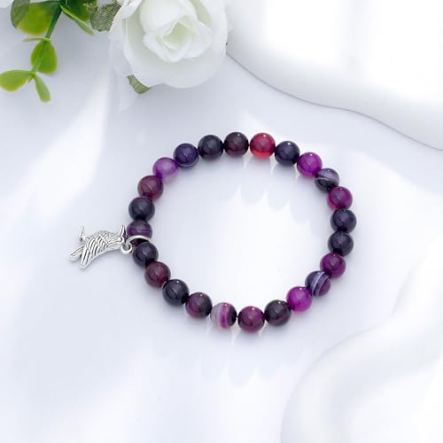 LIUANAN Crow Charm Amethyst Bracelet for Women Halloween Spirit Animal Jewelry Real Amethyst Stone Gift for Animal Lovers Intuition Protection Crystal Gifts for Daughter Niece Birthday3