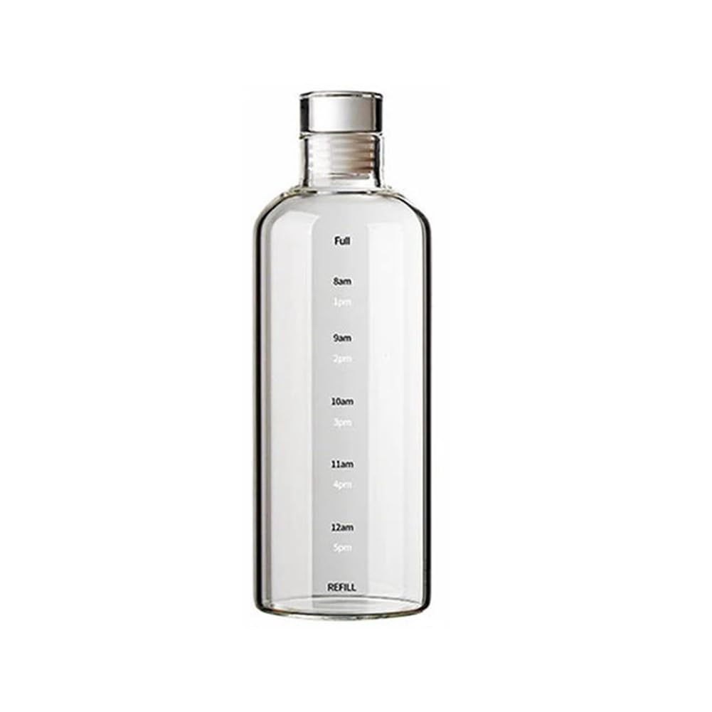 CTRLZS Portable Glass Sports Water Bottle 500/750/1000ml with Time Scale Sealed Brewing Wine Container Water Bottle C
