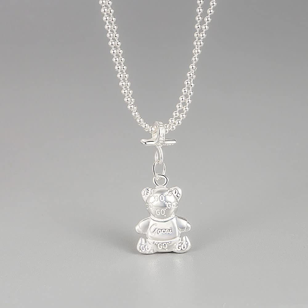 Sterling Silver Baby Bear Wisiant Naszyjnik Dziewczyna biżuteria na prezenty dla kobiet