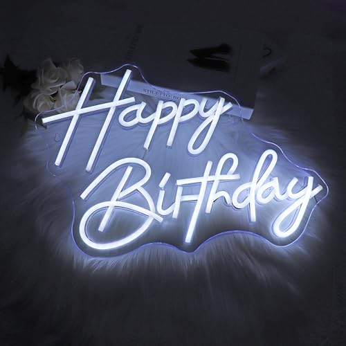 Image of Happy Birthday Neon Sign Dimmable Led Neon Lights Happy Birthday Party Neon Signs for Wall Decor USB Powered Led Neon Signs for Room Decoration