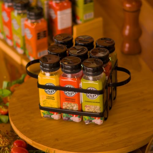 Conjunto de Temperos e Especiarias em 9 Potes,