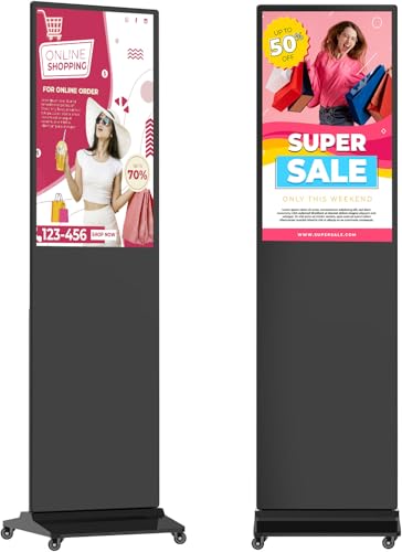 Image of 32 inch Indoor Digital Signage LCD Screen IPS Floor Standing Digital Kiosks Interactive Displays with WiFi HDMI /USB Input Auto AD Player, Android OS Black