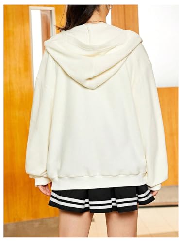 SweatyRocks Girl's Letter Graphic Hoodie Zip Up Long Sleeve Oversized Jackets with Pocket2