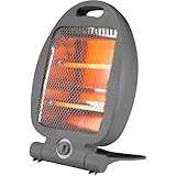 Stufa Al Quarzo 800 W 2 Livelli di Potenza Tubi Al Quarzo Da 400 W Materiale Autoestinguente Sistema Anti Ribaltamento Base Ripiegabile Maniglia Portatile Piccoli Ambienti 24 × 15.5 × 36.5 cm Grigio