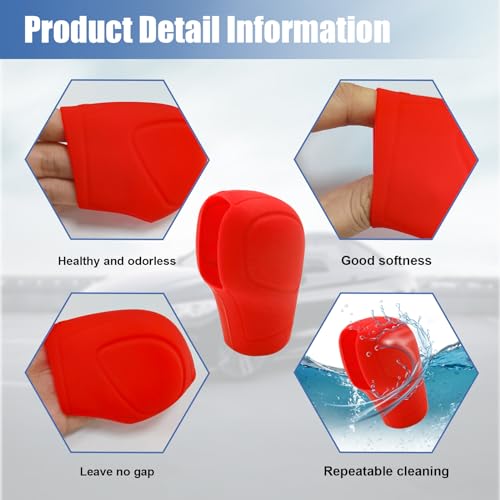 image for Ziciner 2PCS Car Gear Shift Knob Cover, Elastic Silicone Car Automatic