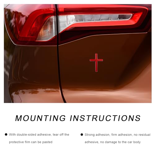 Image of 4PCS Metal Christian Cross Emblem Stickers, 2.5x1.8in 3D Jesus Christ Auto Emblem Badge Decal, Self-Adhesive Styling Cross Decal Decoration for Trunk Tailgate Side Fender (Red)