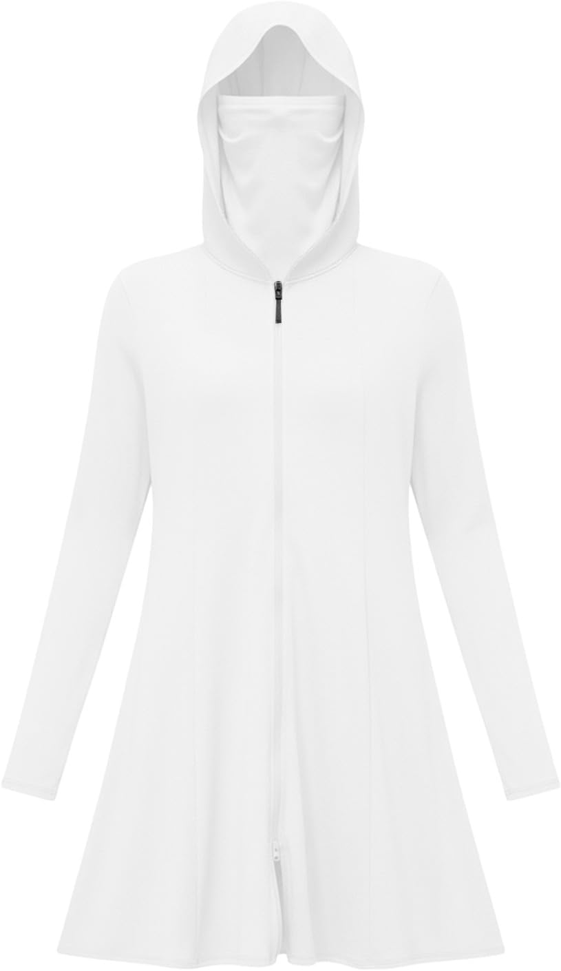 HGps8w UPF 50+ Sun Protection Hoodie for Women Face Cover Full Zip Jackets Lightweight Outdoor Hiking Sun Shirts with Pockets
