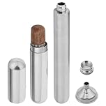 Linkidea Stainless Steel Cigar Holder Tube and Alcohol Flask Combo, Pocket Cigar Holder and 2oz Flask (Silver)
