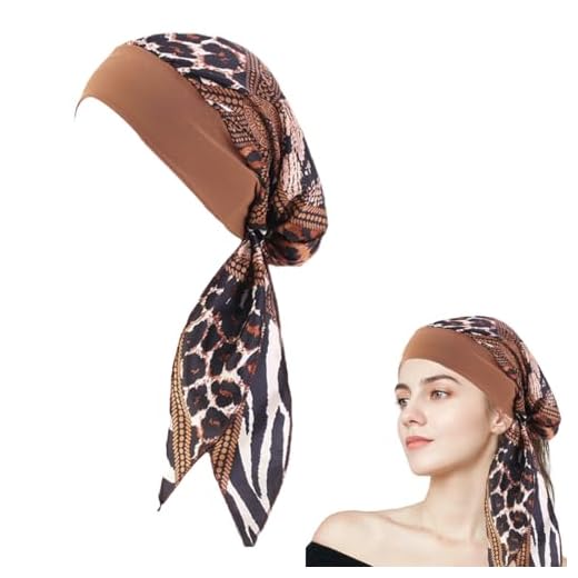 Cancer Turbante Quimioterapia Para Mujeres Elegante Verano Sombrero de Chemo Oncológico Bufanda de La Cabeza Cómodo Tejido De Seda Headwear Gorro Noche Pèrdida de Pelo Cabello-Marrón