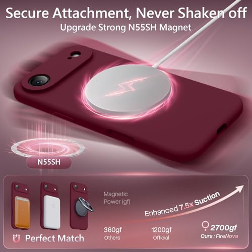 Image of FireNova Magnetic for iPhone Air Case, Compatible with MagSafe, [Integrated Silicone Camera Control Button] [Camera Protection] Microfiber Lining Phone Case for iPhone 17 Air, 6.5 inch, Plum