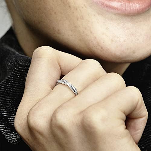 Pandora Sparkling Twisted Lines Ring 190892CZ-56: Buy Online