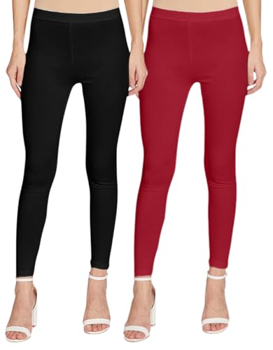 Image of JUNEBERRY Pure Cotton Skinny Fit Ankle Length Leggings Combo (Pack of 2)