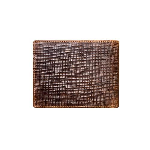 Balona Genuine Leather Anti-theft RFID-Blocking Minimalist Bifold Coin Pocket Wallet Organiser Credit Card Case for Men (Utility Bifold, Saffiano Brown)2