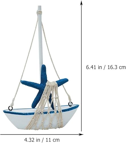 Miniatura 3 de IMIKEYA 2 piezas Mini velero modelo mariposas decorativas para pared Artesanías de madera Decoración del hogar Decoración de vela Decoración náutica