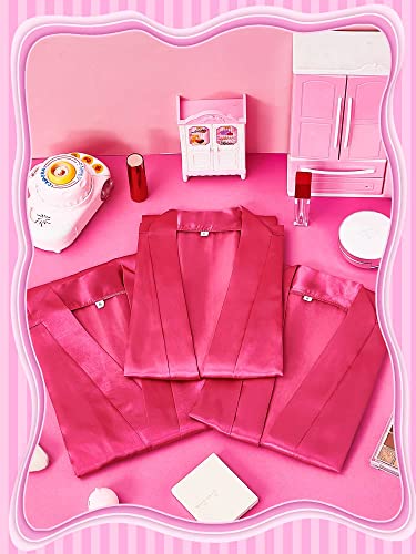 Jecery 6 Pcs Girls Squad Satin Kimono Robe Spa Party Robes Flower Slumber Robes Girl Bathrobes For Wedding Spa Birthday Gifts (Rose Red, Size 8) #TOP6