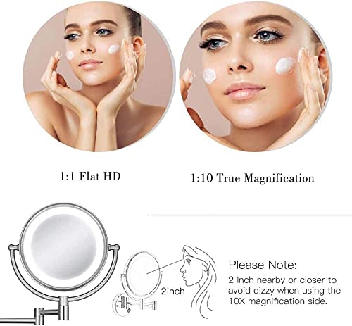 Miroir Grossissant 10x Miroir de Maquillage Mural Double Face Extensible 8" - 2