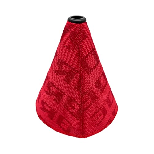Gasedin Car Shift Knob Dust Cover, Racing Style Shift Knob Boot Dust Cover with Stitching, Fabric Manual/Automatic Shifter Shift Boot Protector, Universal Car Accessories (Red)