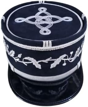 French Police Dress Kepi, Black Wool with Silver Braid