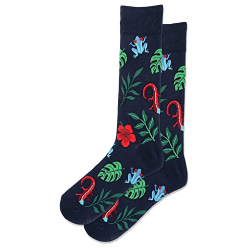 Hot Sox Mens Frog Lizard Leaf Crew Socks