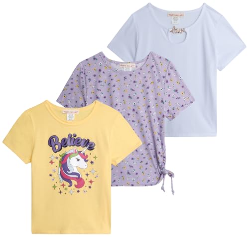 that's my girl Girls Shirts - 3 Pack Soft Comfy Short Sleeve Girls Tops Cute Girl Kids T Shirts Clothes: Made in USA (7-12)