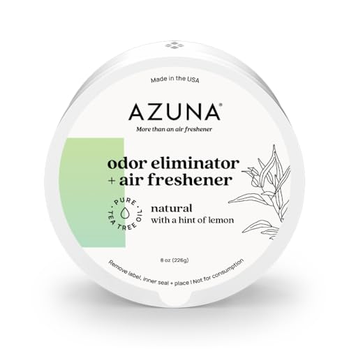 Azuna All-Natural Odor Remover Gel, Large Room | Air Purifier with Tea Tree Oil | Plant-Based & Long Lasting | For Pet Odors, Smoke & Strong Odors | Natural Scent, 8 oz.