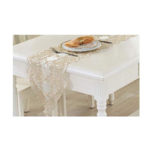 Chemin de table or clair KnSam en dentelle polyester pour table à thé