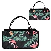 Sac Panier En Feutre épais 50x25x25 Cm - Fabriqué En UE - Pour Bois De Cheminée, Courses, Rangement - Capacité 15 Kg - Couleur Blanc à Motif Fleur