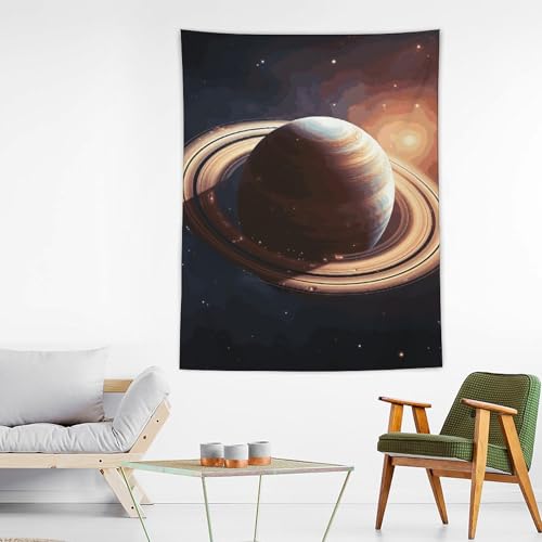 Tapisserie planète Saturne haut de gamme décoration murale en tissu durable