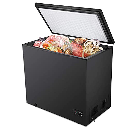 R.W.FLAME Chest Freezer, Deep Freezer 7.0 Cu.ft. w/Removable Basket, Adjustable Temperature, Energy Saving, Top Open Door Compact Freezer, Black