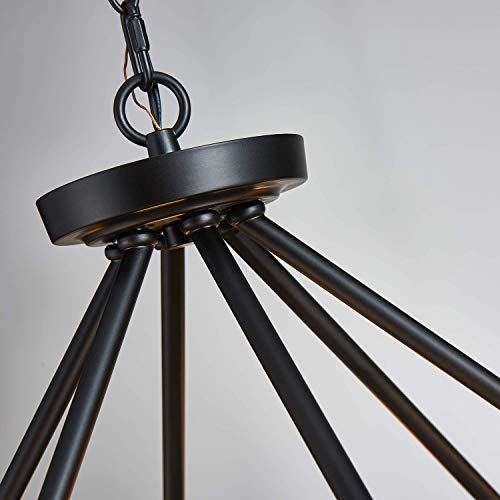 Saint Mossi Antique Painted Metal Chandelier Lighting With 12 Lights,Rustic Vintage Farmhouse Pendant Lighting Wagon Wheel Chandelier,Black Finish,H20 X D32 With Adjustable Chain #TOP5