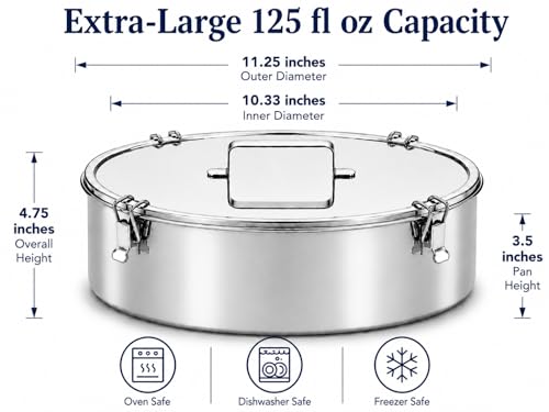 EasyShopForEveryone Extra Large Stainless Steel Flanera with Lid, 11.25 Inch 125 fl oz Flan Mold, Molde Para Flan for Family-Size Flan, Quesillo, Custard, Pudding, Cheesecake & Oven Water Bath Baking by EasyShopForEveryone - Image 2